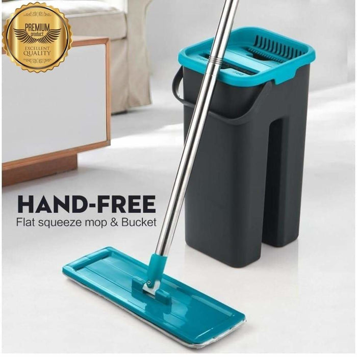 Hand Free Wringing Floor Cleaning Flat Squeeze Mop And 