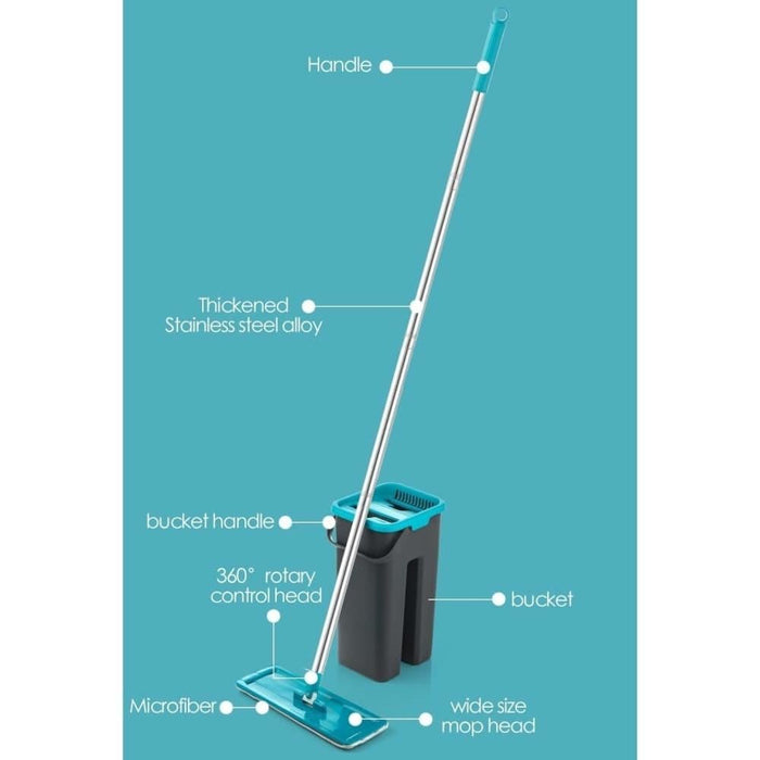 Hand Free Wringing Floor Cleaning Flat Squeeze Mop And 