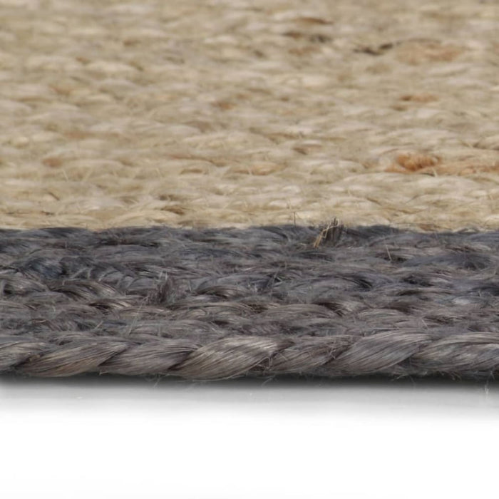 Handmade Rug Jute With Dark Grey Border 90 Cm