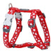 Dog Harness Red Dingo Style White Spots 25-39 Cm