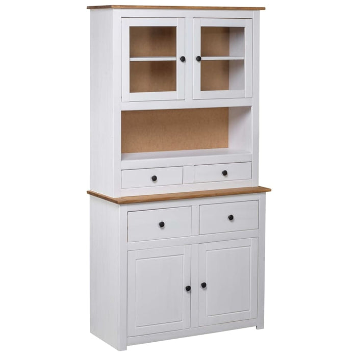 Highboard White 93x40.5x180 Cm Solid Pinewood Panama Range