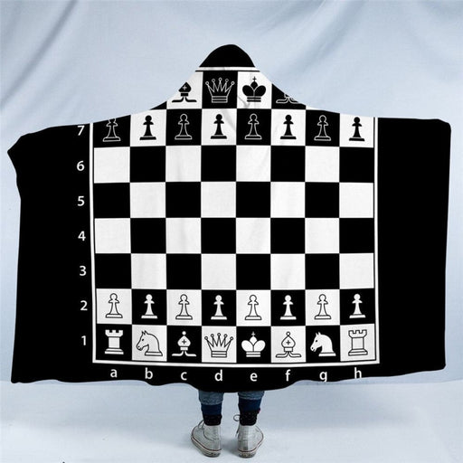 Hooded Blanket Games Microfiber Sherpa Fleece Black White