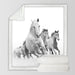 Horses Sherpa Throw Blanket3d Dusty Lightning Printed