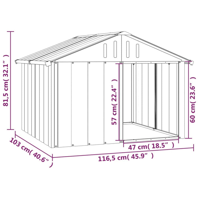 Dog House Anthracite 116.5x103x81.5 Cm Galvanised Steel