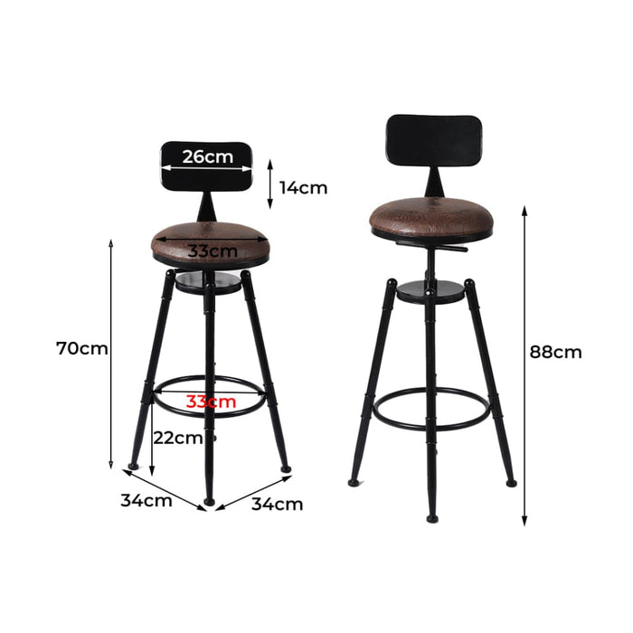 Industrial Bar Stools Kitchen Stool Pu Leather Barstools