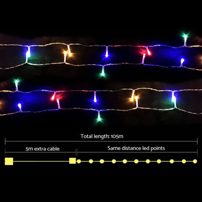 Jingle Jollys 100m Christmas String Lights 500led Multi