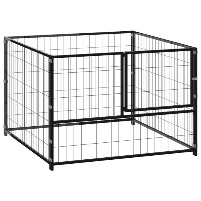 Dog Kennel Black Steel Opbink