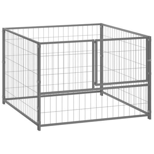 Dog Kennel Silver Steel Opbikx