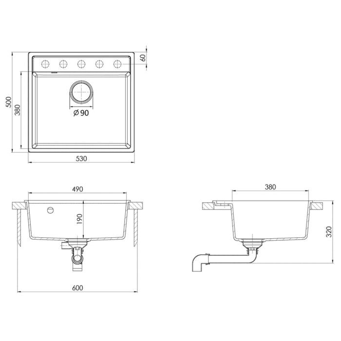 Kitchen Sink With Overflow Hole Black Granite Opbkki