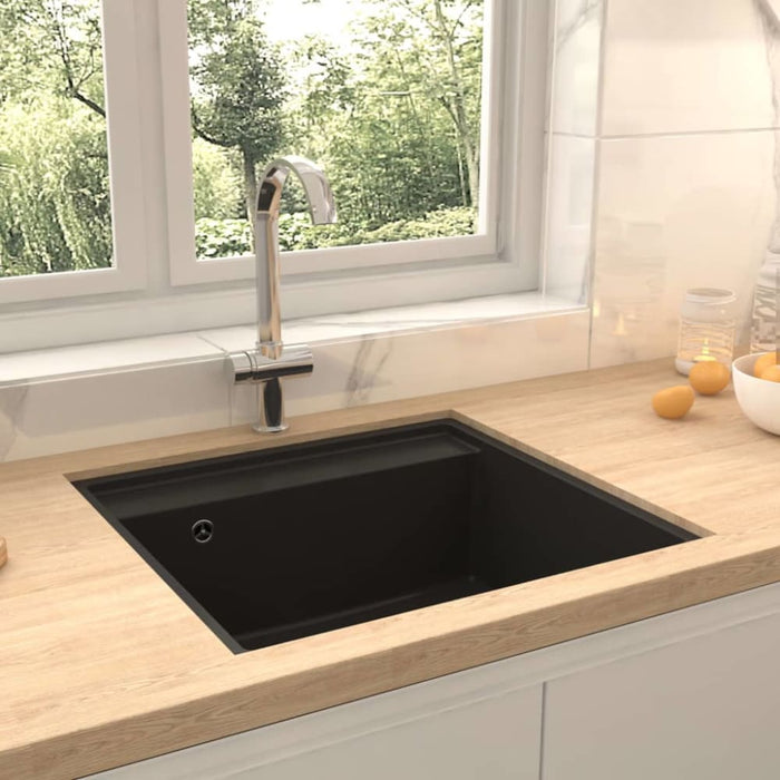 Kitchen Sink With Overflow Hole Black Granite Opbkki