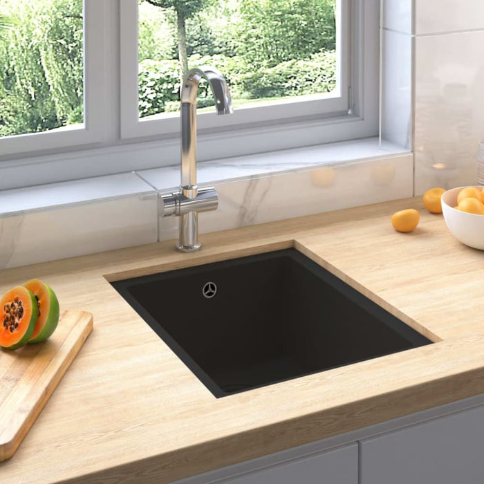 Kitchen Sink With Overflow Hole Black Granite Opobba