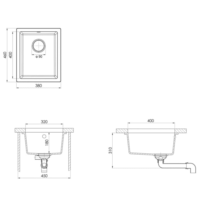 Kitchen Sink With Overflow Hole White Granite Opobbp