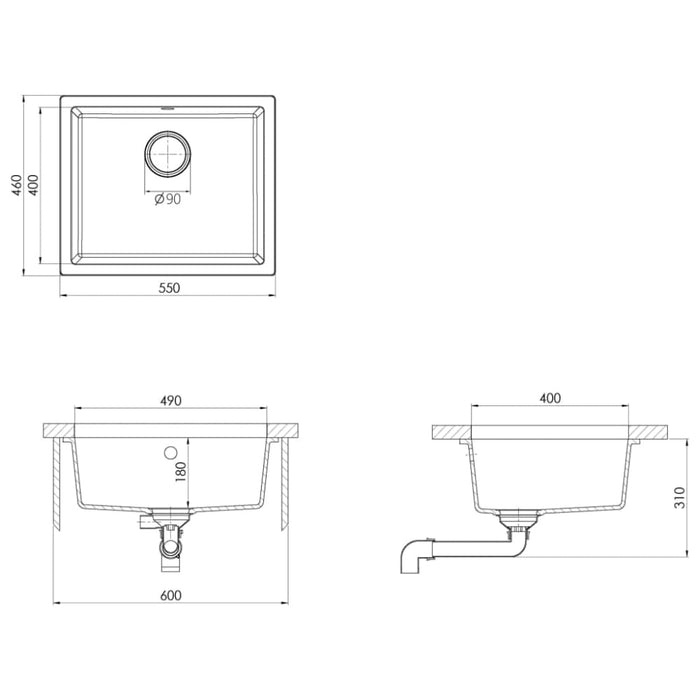 Kitchen Sink With Overflow Hole White Granite Opobbt