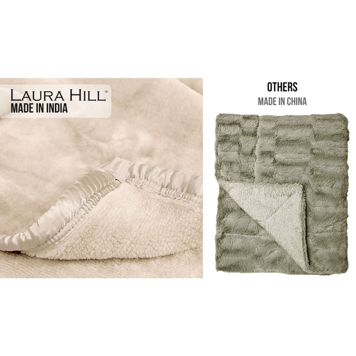 Laura Hill 600gsm Faux Mink Blanket Double - sided Queen