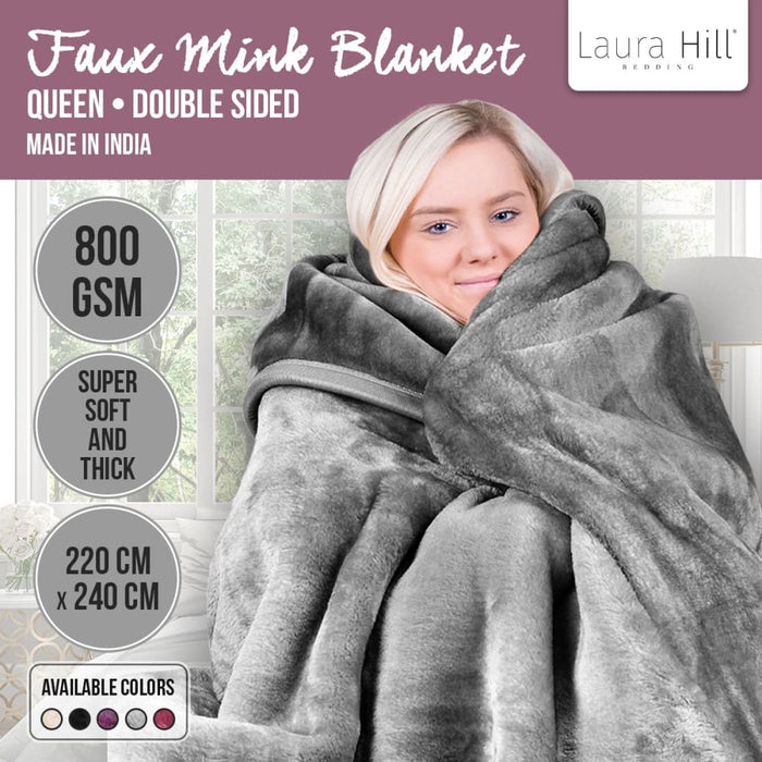 Laura Hill Faux Mink Blanket 800gsm Heavy Double - sided