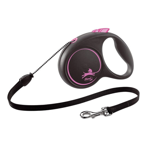 Dog Lead Flexi Black Design 5 m Pink Size