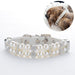 Pu Leather Adjustable Strap Pearl Collar For Dog Weddings