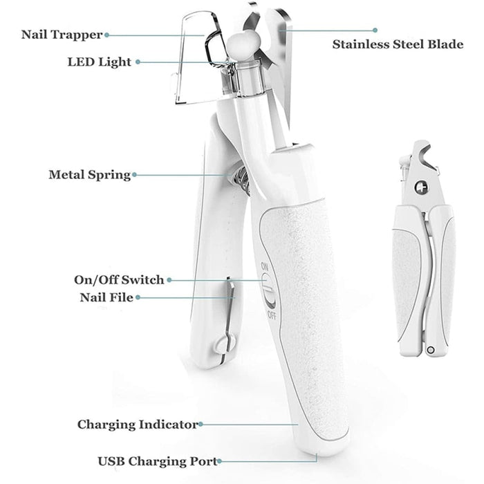 Light Usb Charging Safe Ergonomic Handle Dog Nail Trimmer