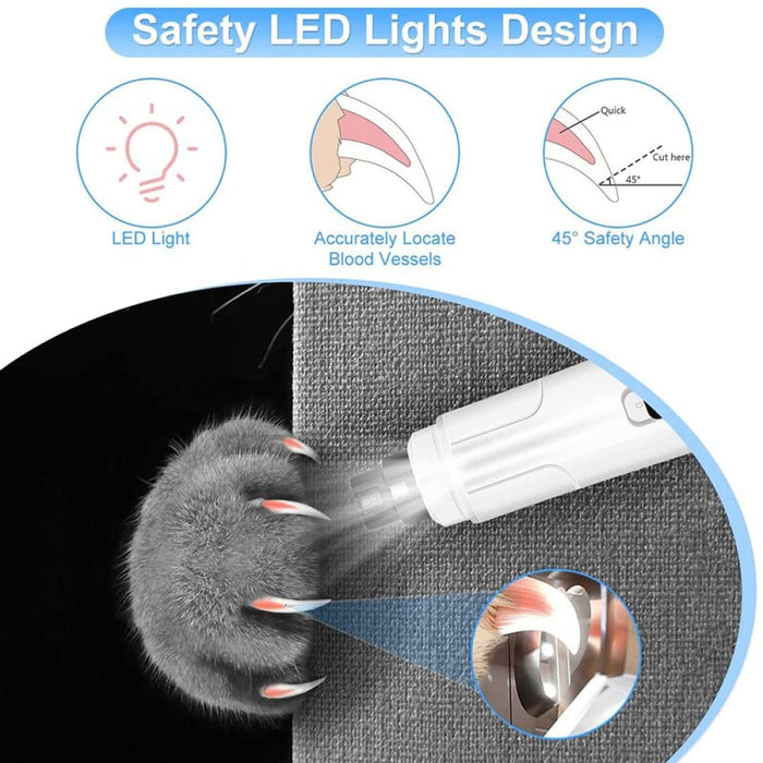 Led Light Low Noise Adjustable 2 Speed Electric Pet Nail