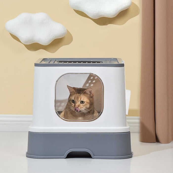 Cat Litter Box Fully Enclosed Kitty Toilet Trapping Sifting