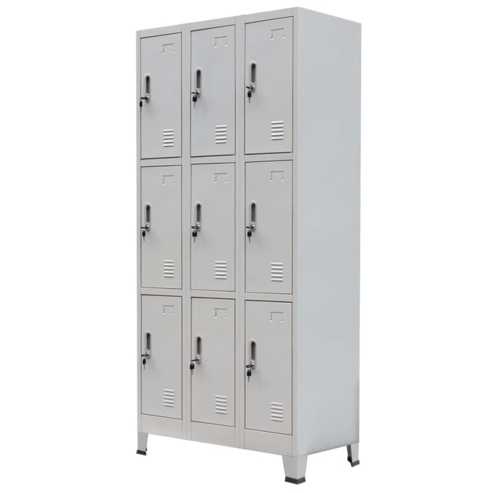 Locker Cabinet with 9 Compartments Steel 90x45x180 Cm Grey