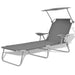 Sun Lounger With Canopy Steel Grey Axkta