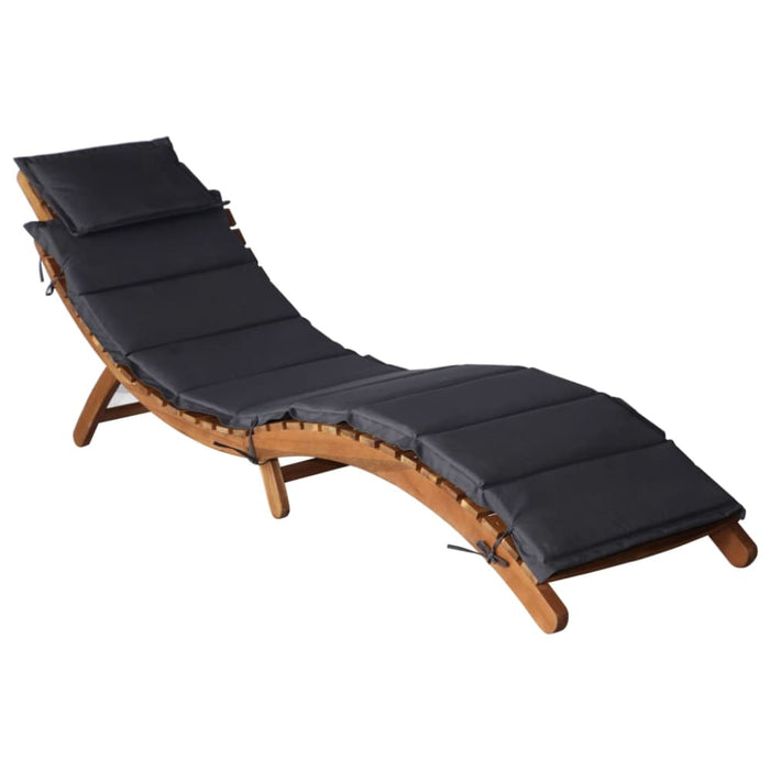 Sun Lounger With Cushion Solid Acacia Wood Dark Grey Allpo