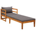 Sun Lounger With Dark Grey Cushions Solid Acacia Wood Toltoi