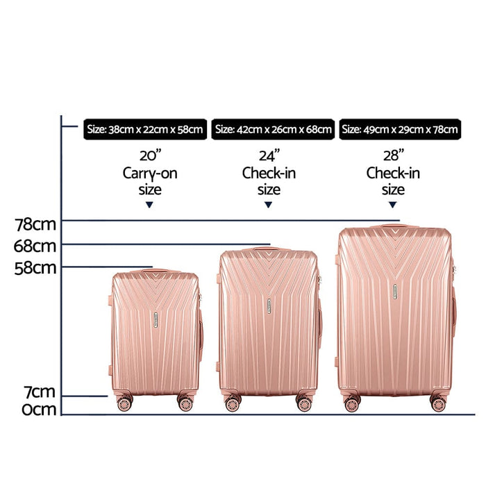 3pc Luggage 20’’ 24’’ 28’’ Trolley Suitcase