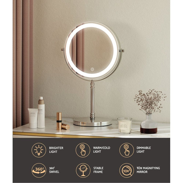 Goslash Picks Makeup Mirror Led Light Cosmetic Round 360°