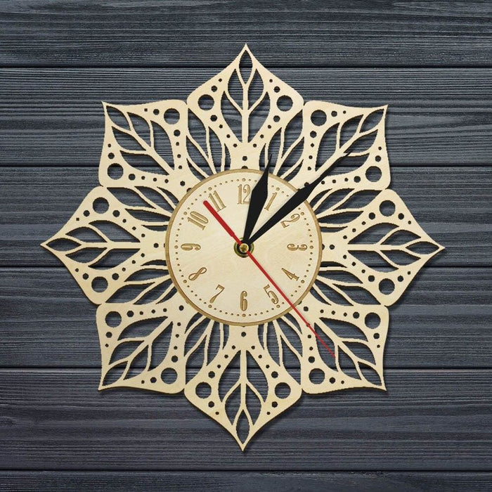 Mandala Flower Wood Wall Clock