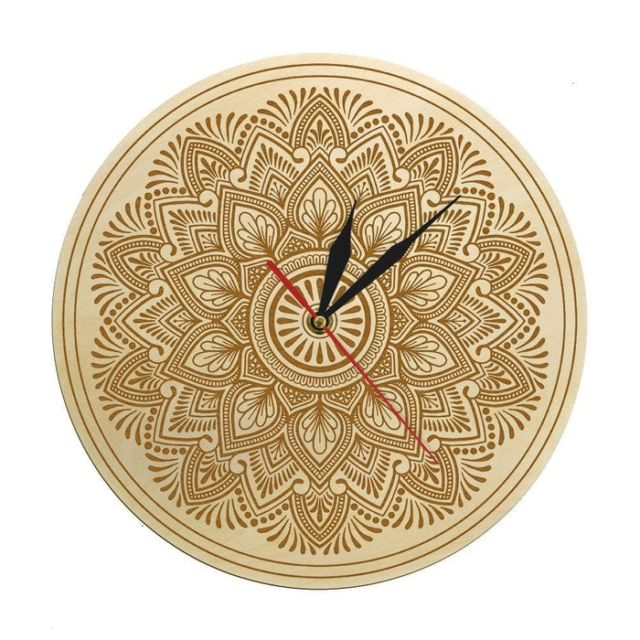 Mandala Flower Wooden Wall Clock