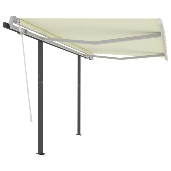 Manual Retractable Awning With Posts 3x2.5 m Cream Tbibbki