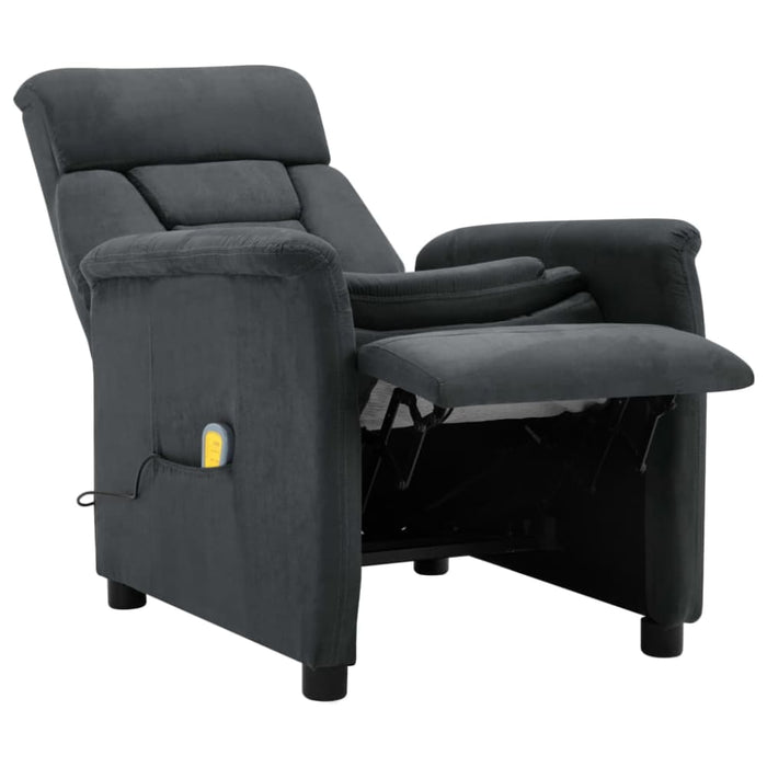 Massage Recliner Dark Grey Faux Suede Leather Xnkiit