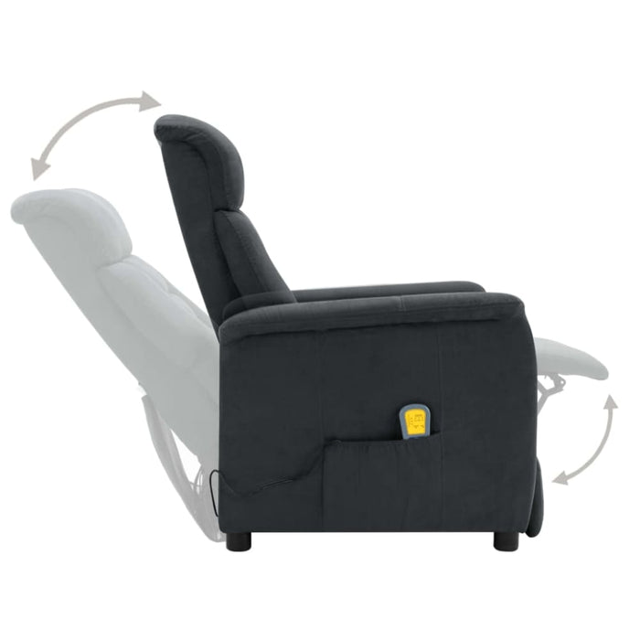 Massage Recliner Dark Grey Faux Suede Leather Xnkiit