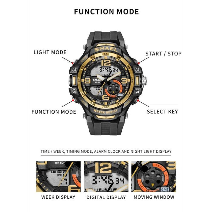 Men’s Multi - functional Digital Display Wrist Watch