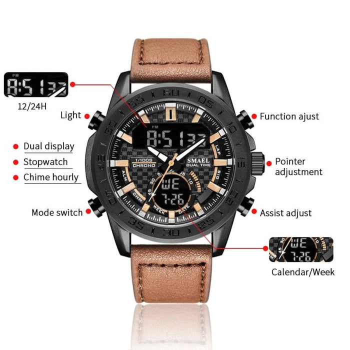 Men’s Multi-functional Sport Leather Wrist Watch