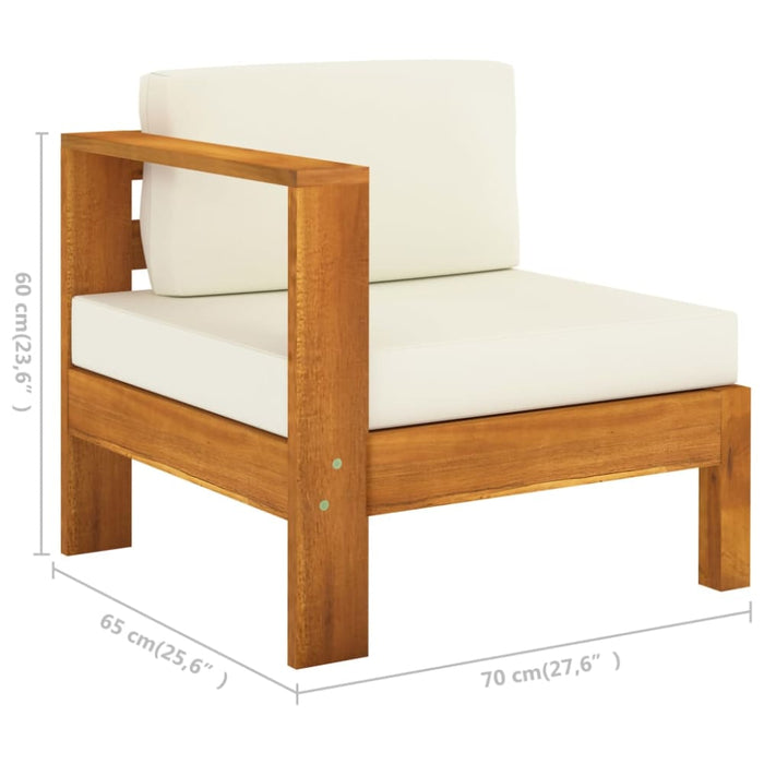 Middle Sofa With 1 Armrest Cream White Solid Acacia Wood