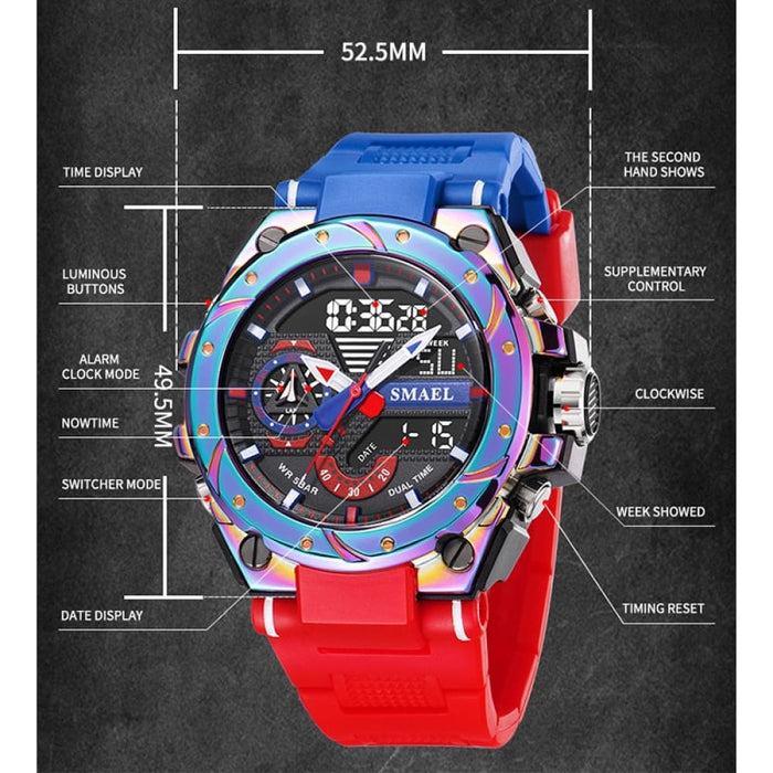 Multifunction Dual Digital Display Quartz Watch