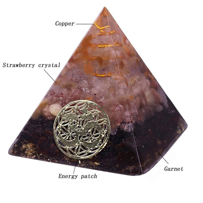 Natural Strawberry Crystal Orgone Energy Converter Orgonite