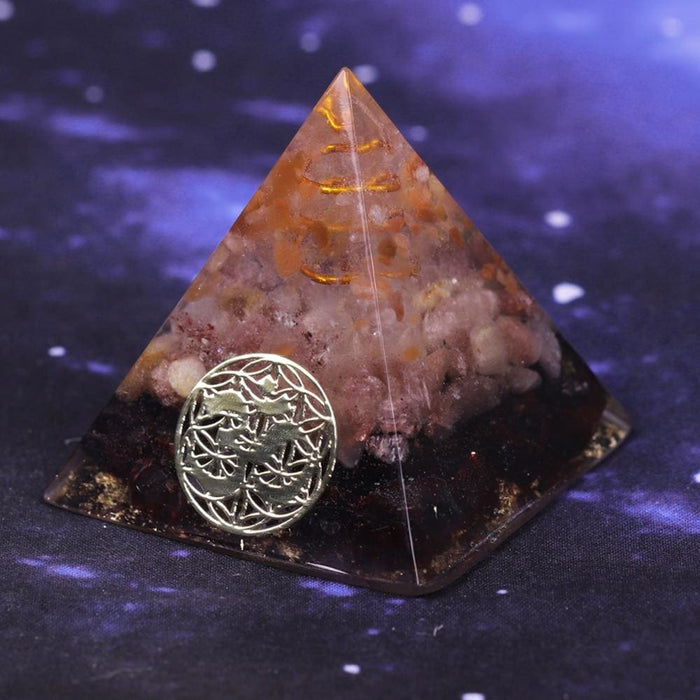 Natural Strawberry Crystal Orgone Energy Converter Orgonite