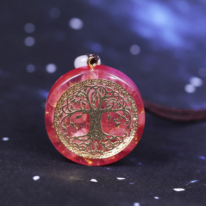 Orgone Pendant Tree Of Life Energy Orgonite Necklace Pink