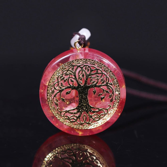 Orgone Pendant Tree Of Life Energy Orgonite Necklace Pink