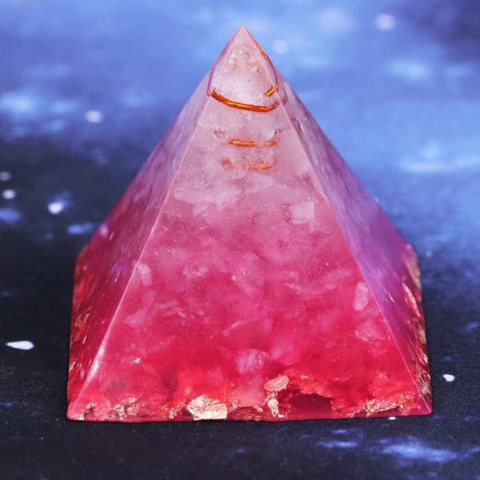 Orgonite Pink Tree Of Life Pyramid Healing Crystal Stone