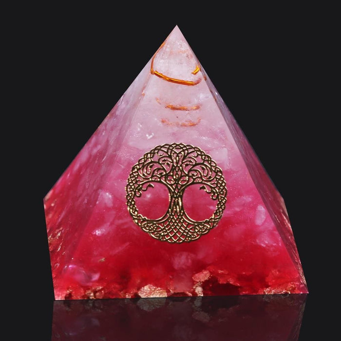 Orgonite Pink Tree Of Life Pyramid Healing Crystal Stone