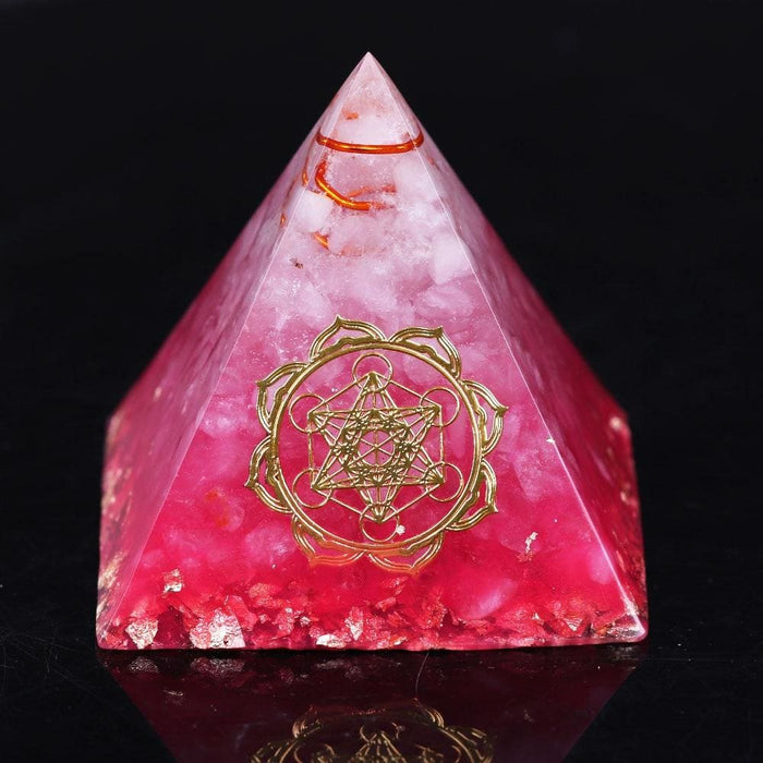 Orgonite Pink Tree Of Life Pyramid Healing Crystal Stone