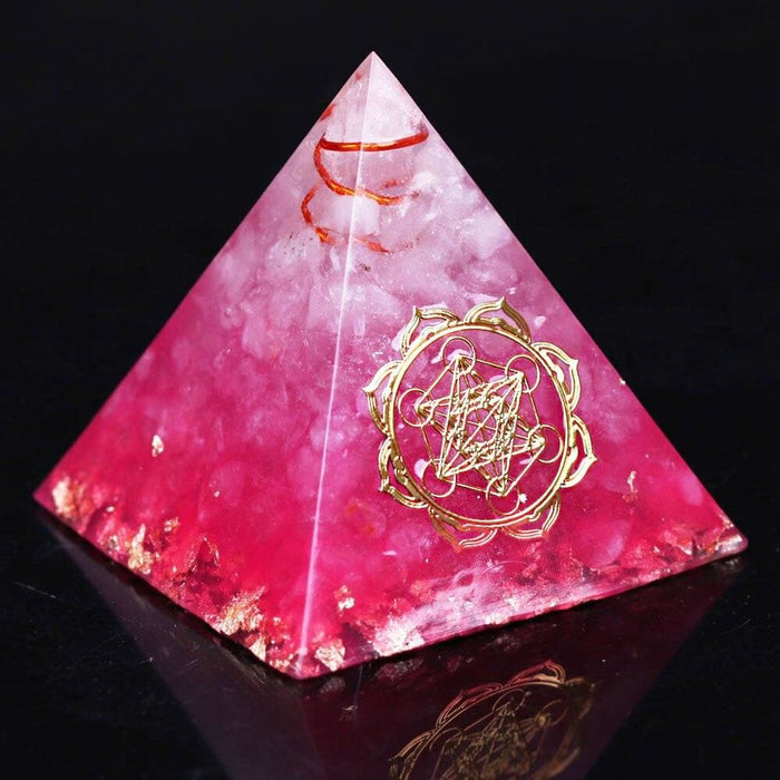 Orgonite Pink Tree Of Life Pyramid Healing Crystal Stone