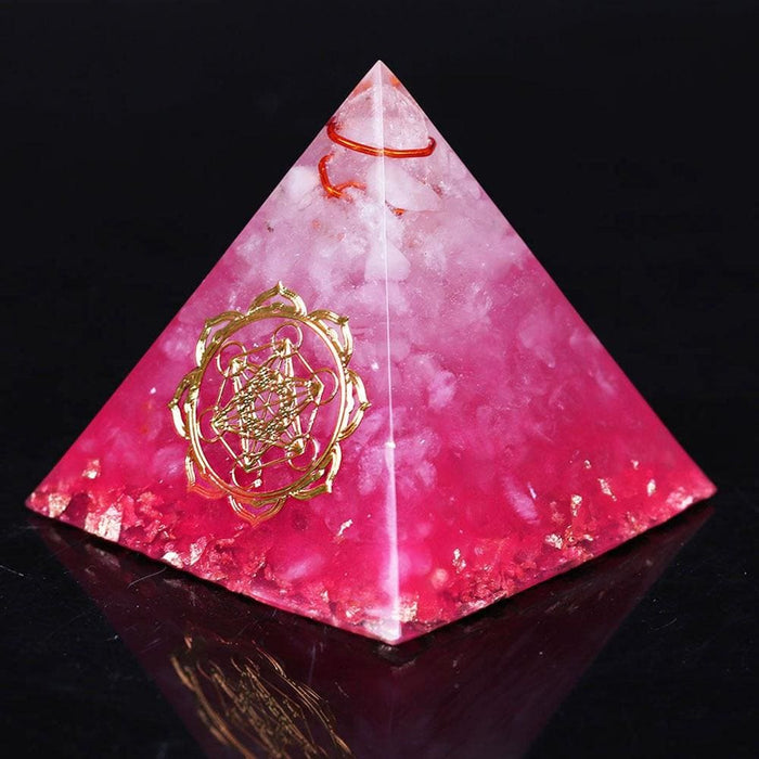 Orgonite Pink Tree Of Life Pyramid Healing Crystal Stone