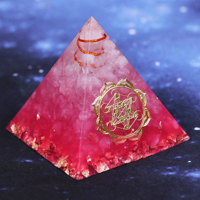 Orgonite Pink Tree Of Life Pyramid Healing Crystal Stone