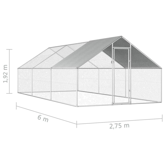 Outdoor Chicken Cage 2.75x6x1.92 m Galvanised Steel Oibikb